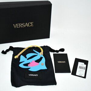 Versace Fish Calf Leather Bag Charm in Bright DV Blue Dragon Fruit NIB Made of c